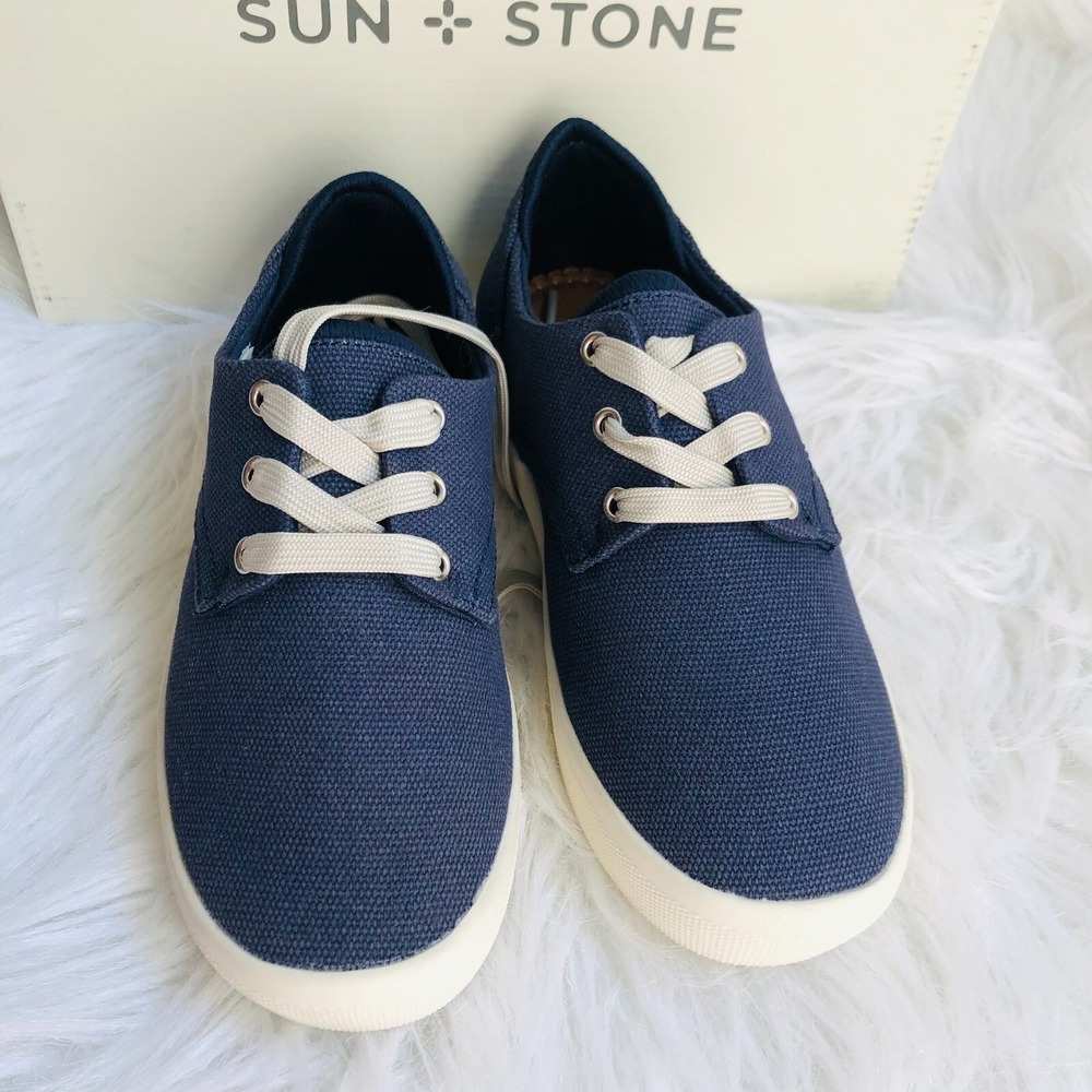 Sun‎ + Stone Kiva Mens Navy Canvas Low Top Sneakers Size 13 M New 100137036